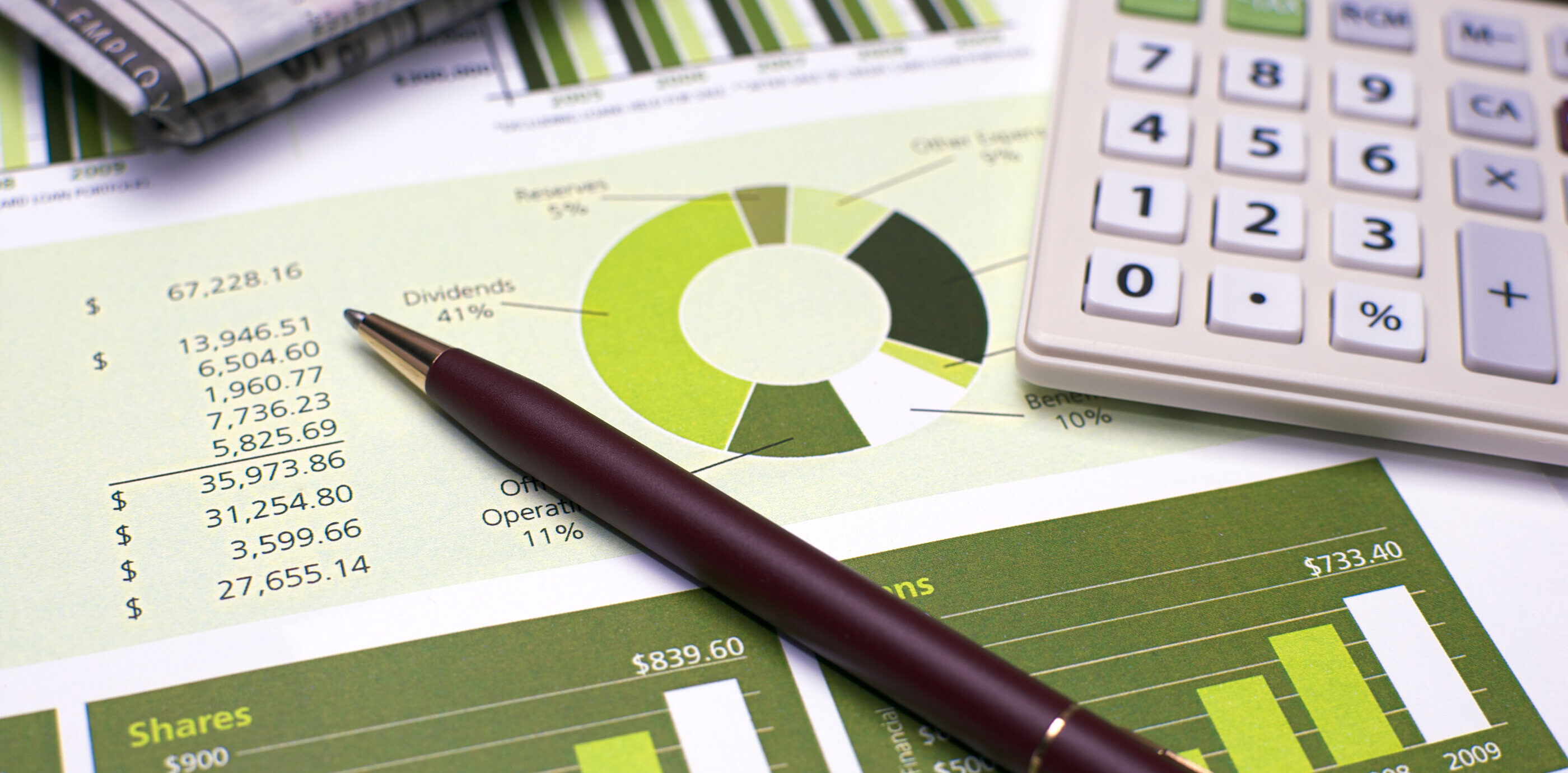 Financial Planning Pen And Calculator Retirement Planning, Investing